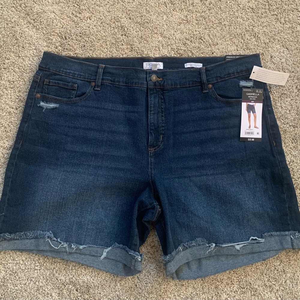 Blue Jean Shorts with Raw Hem and Distressed Look Brand New With Tags